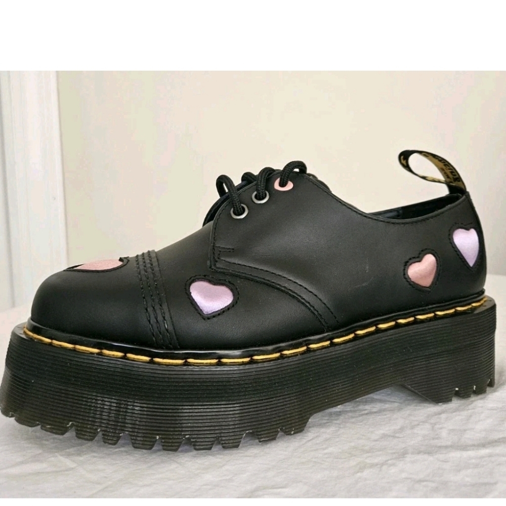 Dr. Martens Black Ankle Boots with Heart Accents - Picture 2 of 8